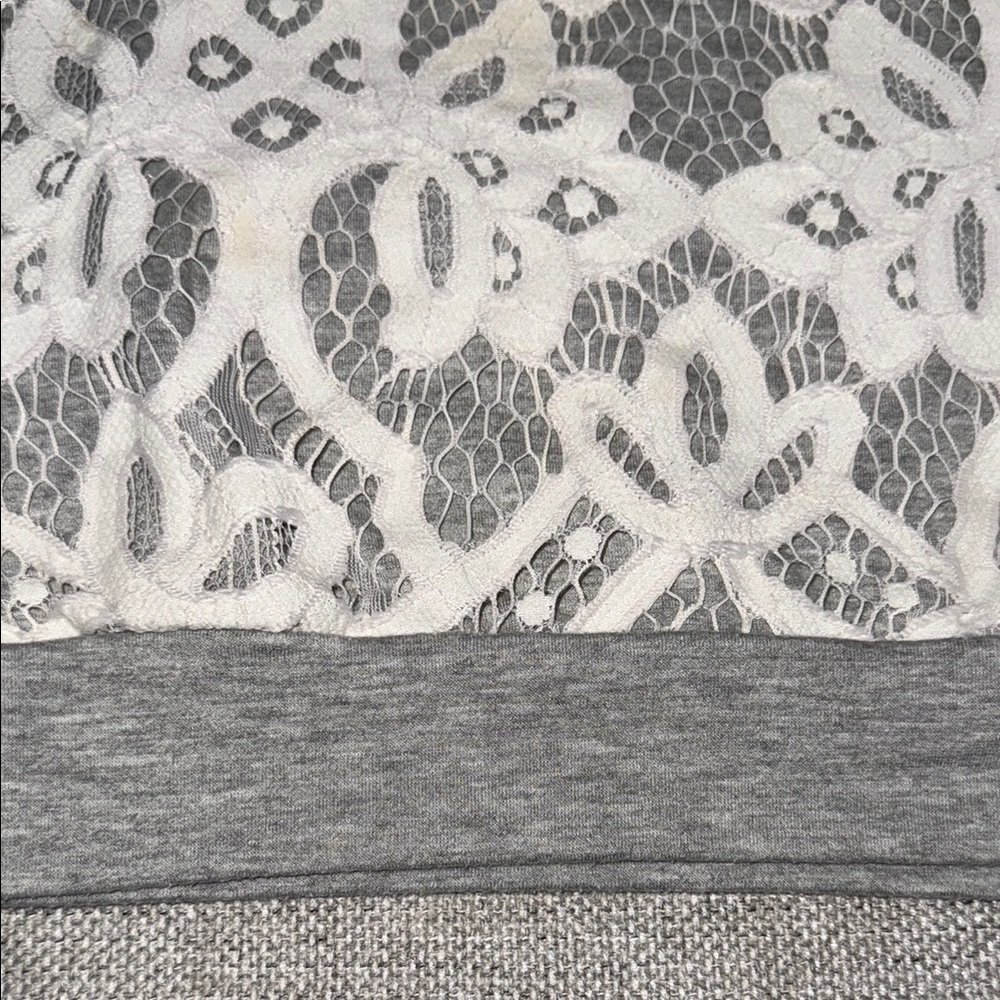Gray and White Kids Lace Top sweater - Picture 4 of 7